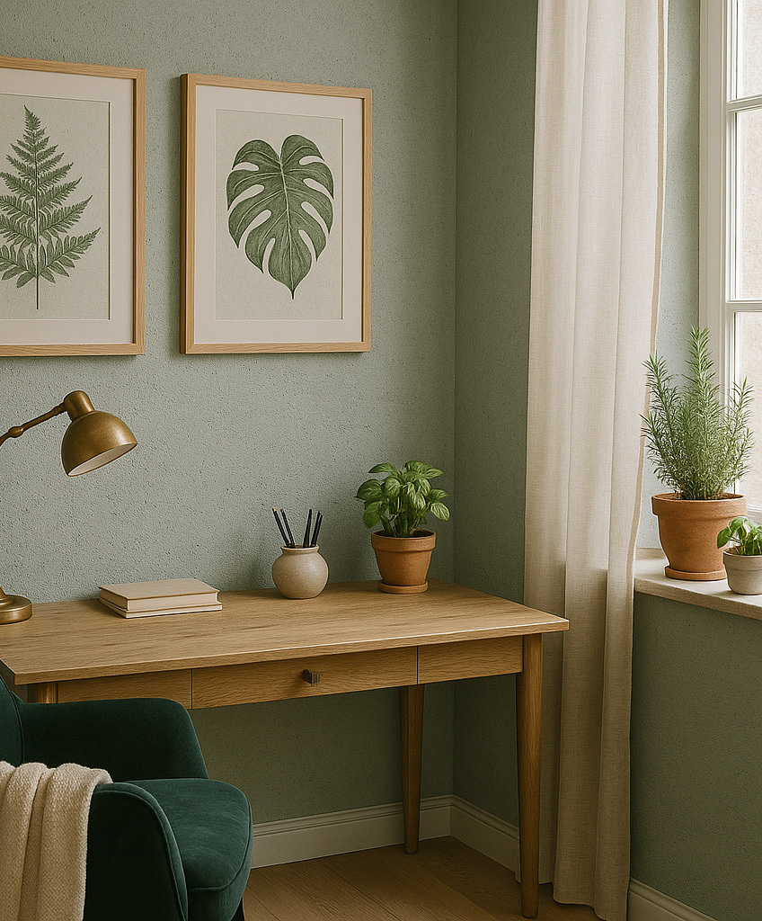 Terrame Finish In An Earthy Sage Green